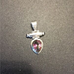 Mystic topaz pendant with amethyst accents